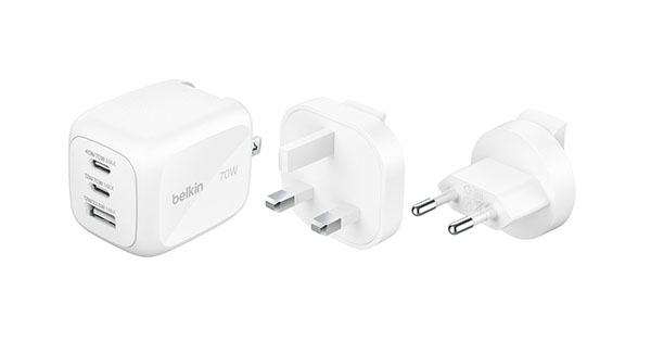 Belkin BoostCharge 70W 2C1A Wall Charger with interchangeable plug tips UK, EU, US