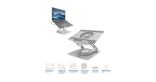 ACT AC8106 Portable Aluminium Laptop Cooling Stand W/Fan, Flexible Height Adjustment - Image 4